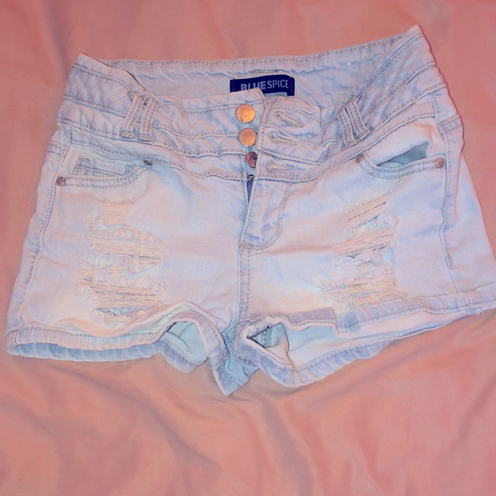 Blue spice jean shorts